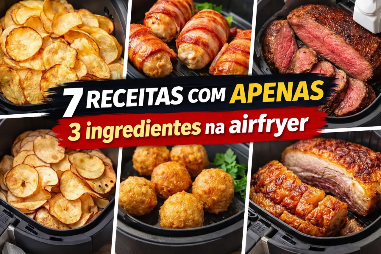 7 receitas na airfryer com até 3 ingredientes (rápidas e deliciosas)